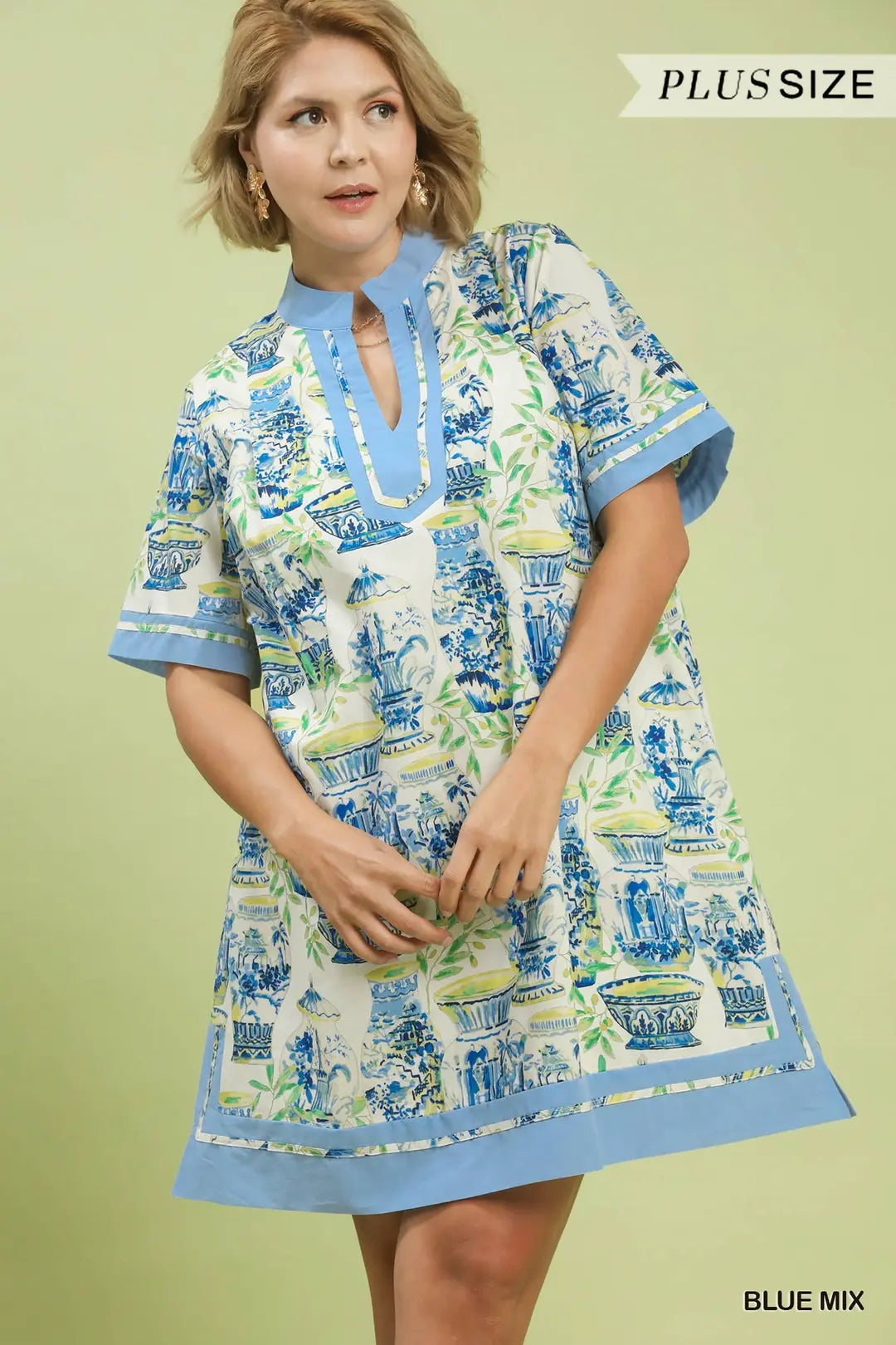 UMGEE Blue Mix Mix Abstract Print Mini Dress