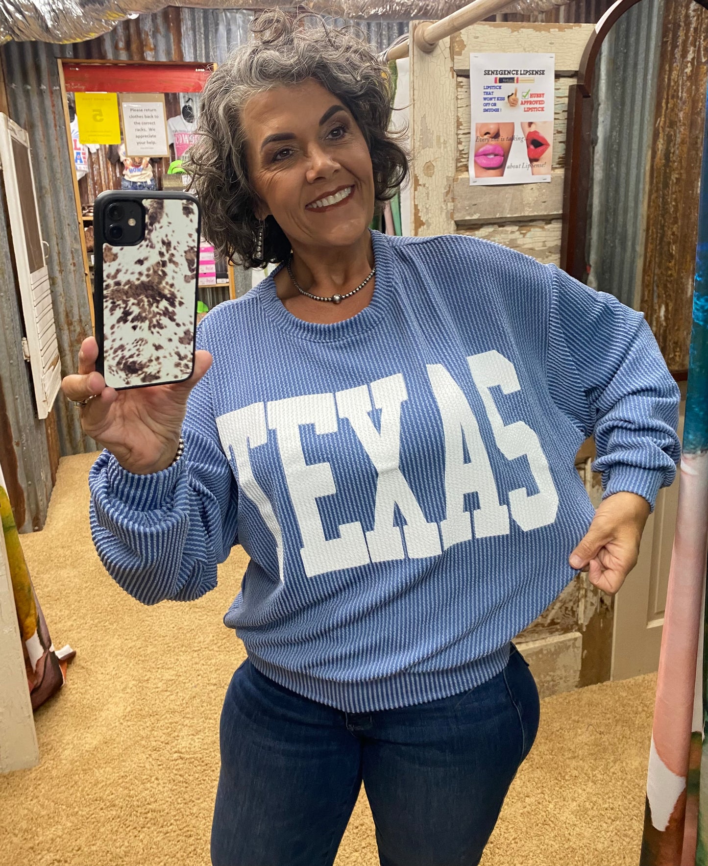 Texas Denim Blue Urban Ribbed Pullover