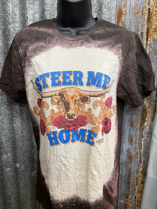 STEER ME HOME Longhorn Brown TEE