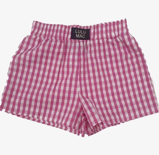 Pink Gingham Lulu Mac Shorts - YOUTH