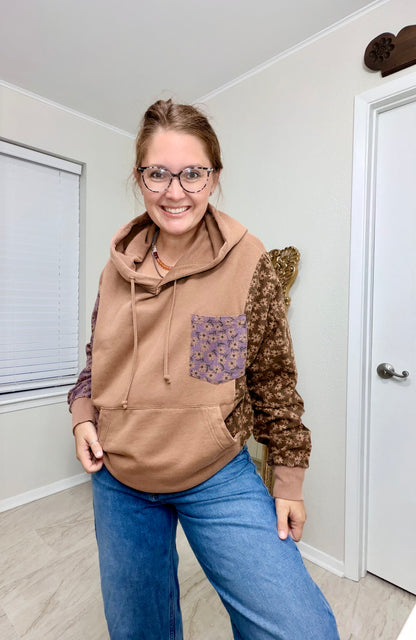 Mocha Washed Pullover Hoodie Sweatshirt by Easel