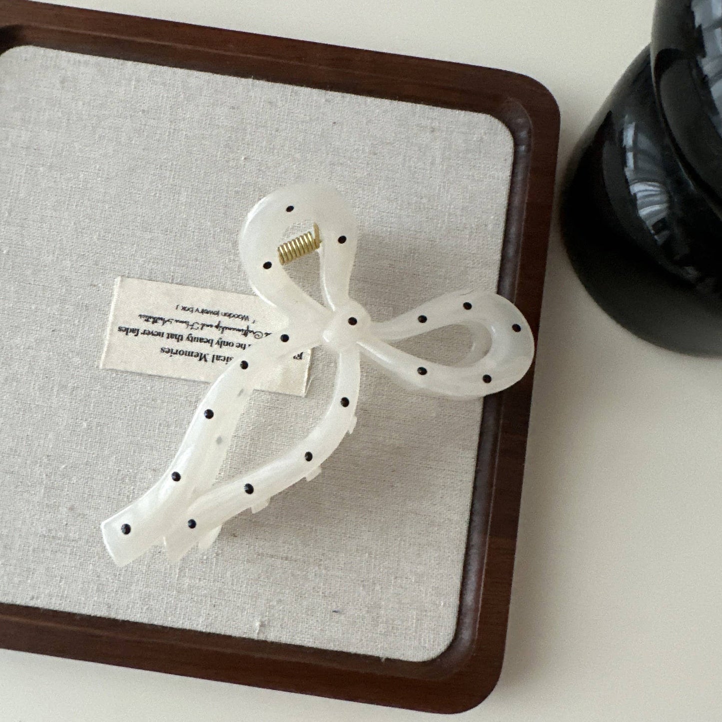 Polka Dot Bow Hair Claw Clips | 40H1094: OFF WHITE