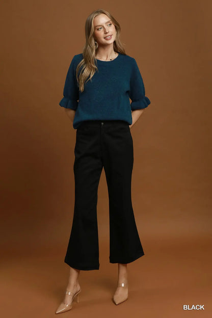 UMGEE Black Cropped Flare Pants