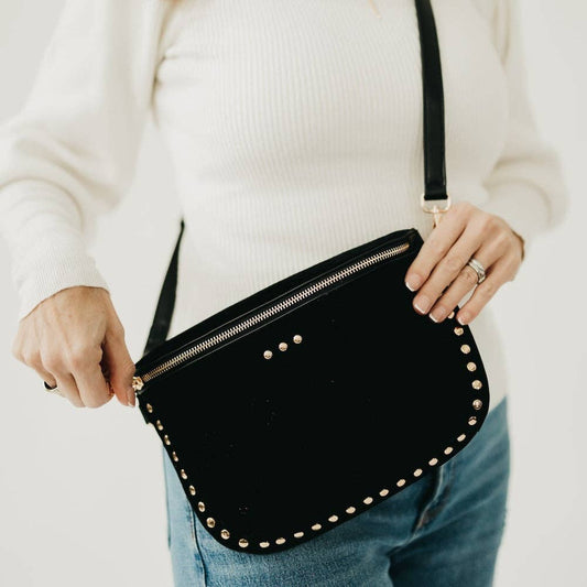 Sabrina Studded Suede Bum Bag : Black