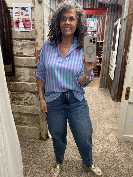 SLOAN  STRIPED PURPLE RAIN BLOUSE