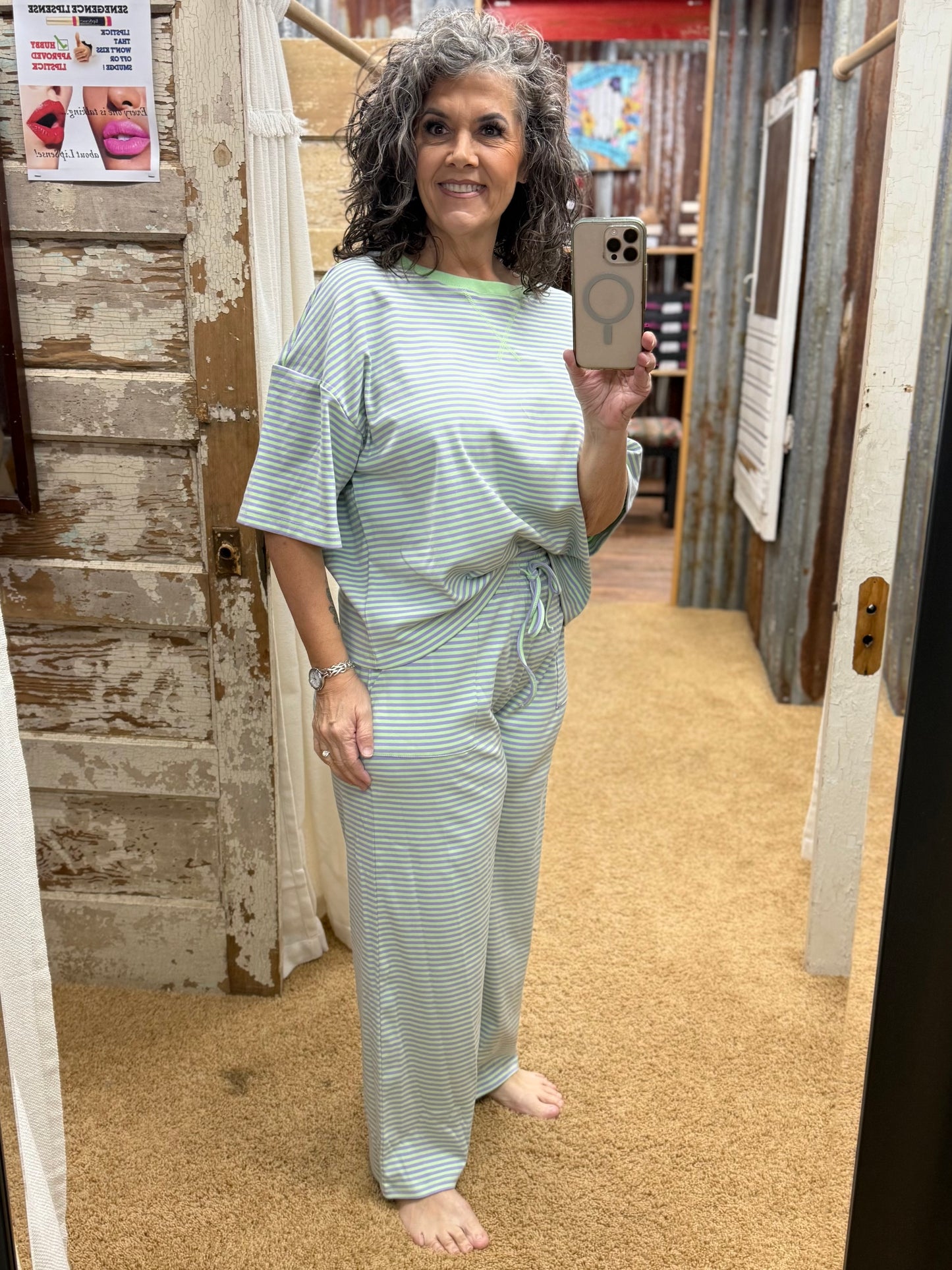 Mint Striped Lounge Set