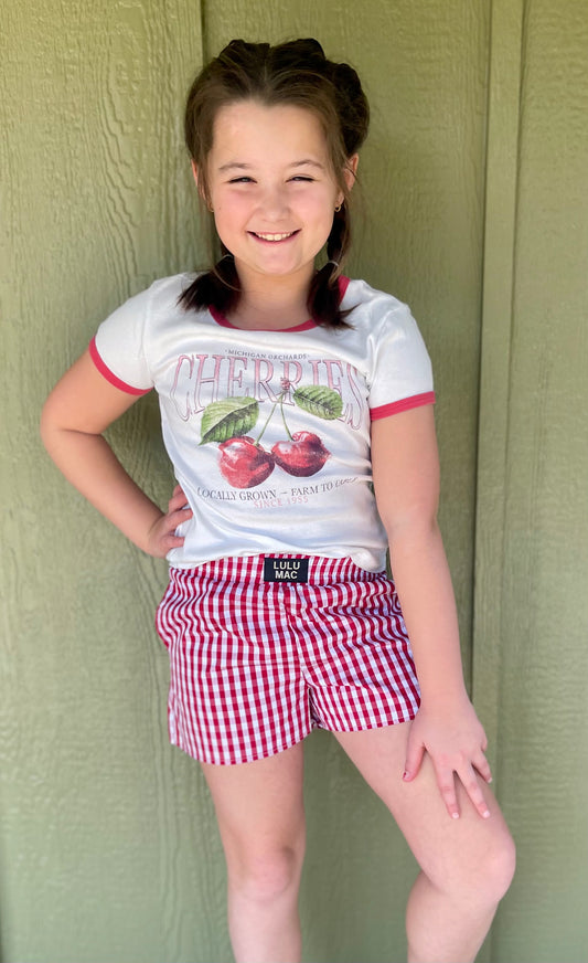 Red Gingham Lulu Mac Shorts
