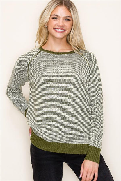 Olive Pin Stripe Sweater