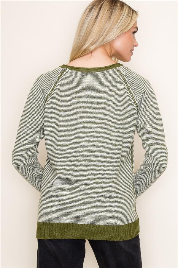 Olive Pin Stripe Sweater