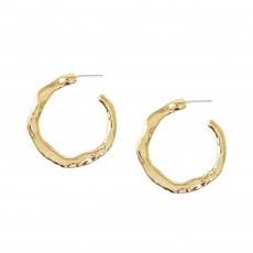 Hammered Hoop Earrings: Yellow Gold