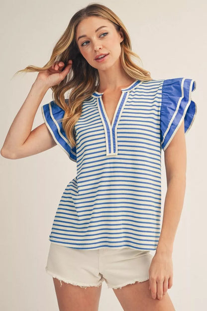 Sky Blue Striped Top
