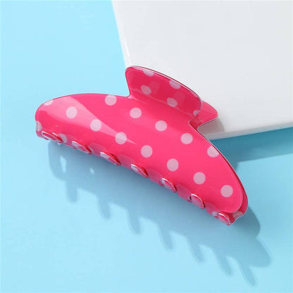 Retro Polka Dot Hair Claw - Glossy Spotted French | 40H1099: Fuchsia