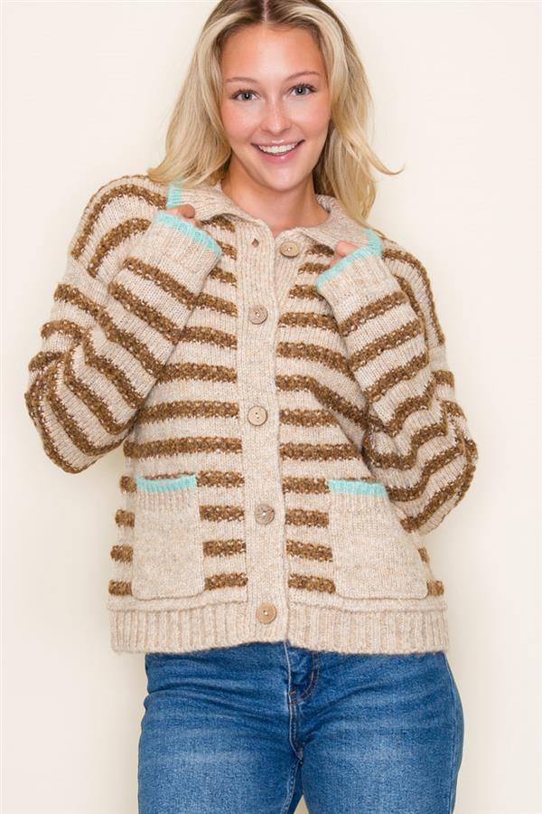 Mocha Striped Cardigan