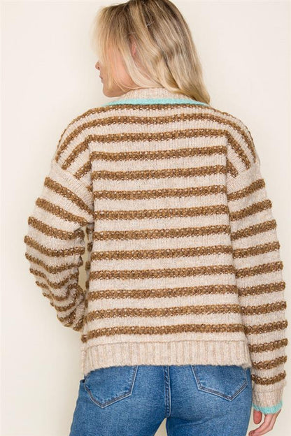 Mocha Striped Cardigan