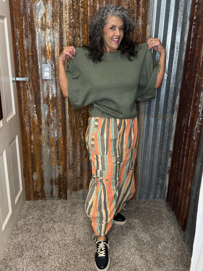 BlueVelvet MULTI COLOR STRIPED PARACHUTE PANTS