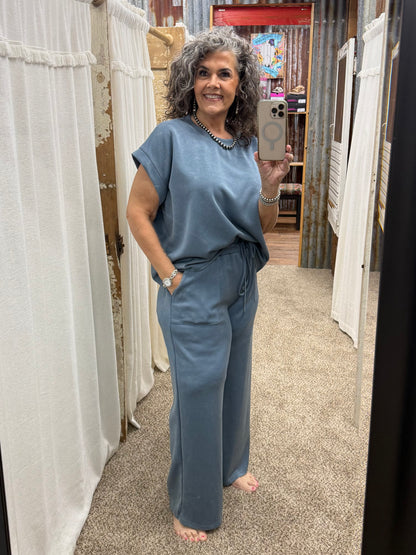Mineral Wash Scuba Lounge Set: DENIM BLUE