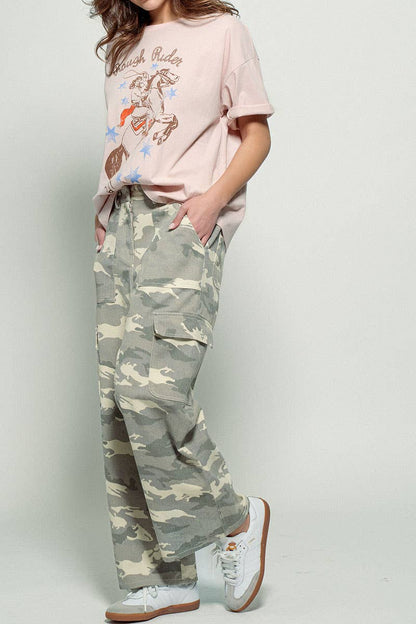 Desert Camo Wide Leg Cargo Pants
