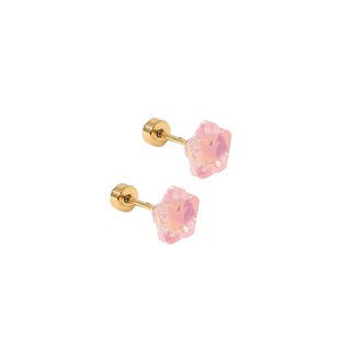 LINNY CO Flat Back Screwback Stud Earrings Lux - Candy Star Bubblegum Pink