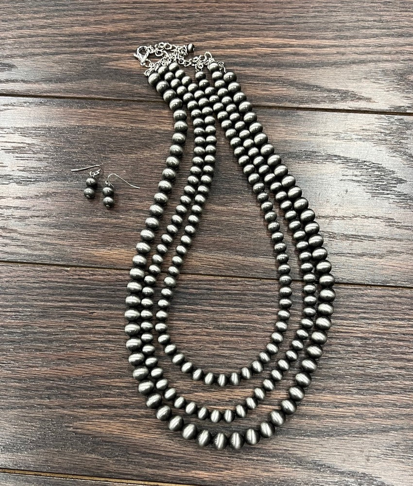 Navajo Pearl Necklace Earrings Set