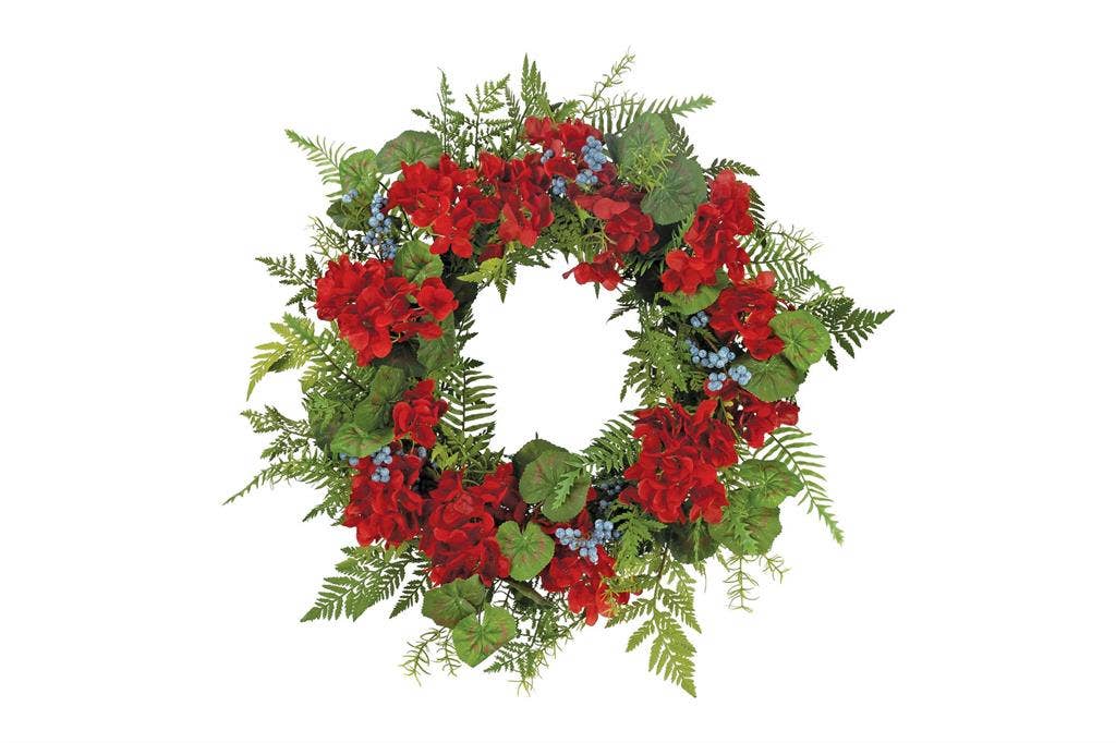 Geranium Berry Wreath 26" Red