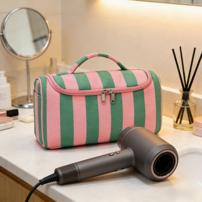 Orange Color-block Striped Hair Tool Storage Bag Travel Carry Case