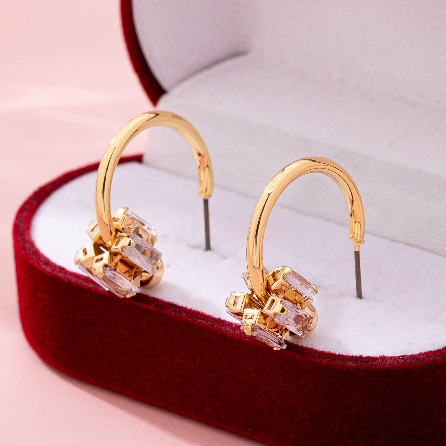 Gold-Tone Crystal Climber Hoop Earrings GOLD