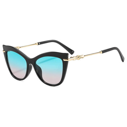 Cat-Eye Trendy Metal Accessories Versatile Sunglasses: Leopard