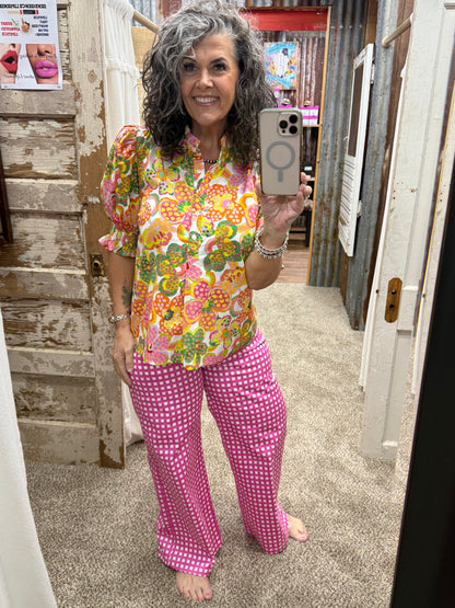 Pink Checkered Entro Pants