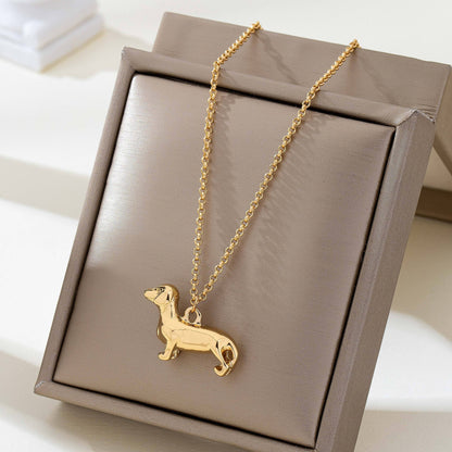 Gold-Tone Dachshund Dog Pendant Necklace | 80N93008: Gold