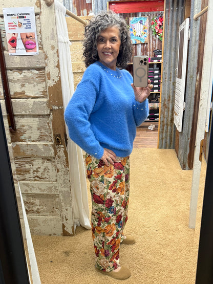 PERI BLUE PEARL STONE DETAILING SWEATER