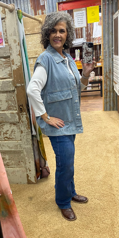 Oversized Denim Vest