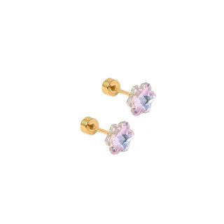 LINNY CO Flat Back  Screwback Stud Earrings Lux - Candy Flower Lilac
