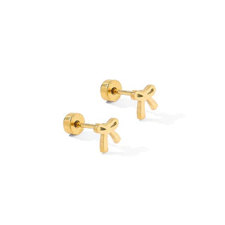 LINNY CO Flat Back Screwback Stud Earrings - Ruby Bow