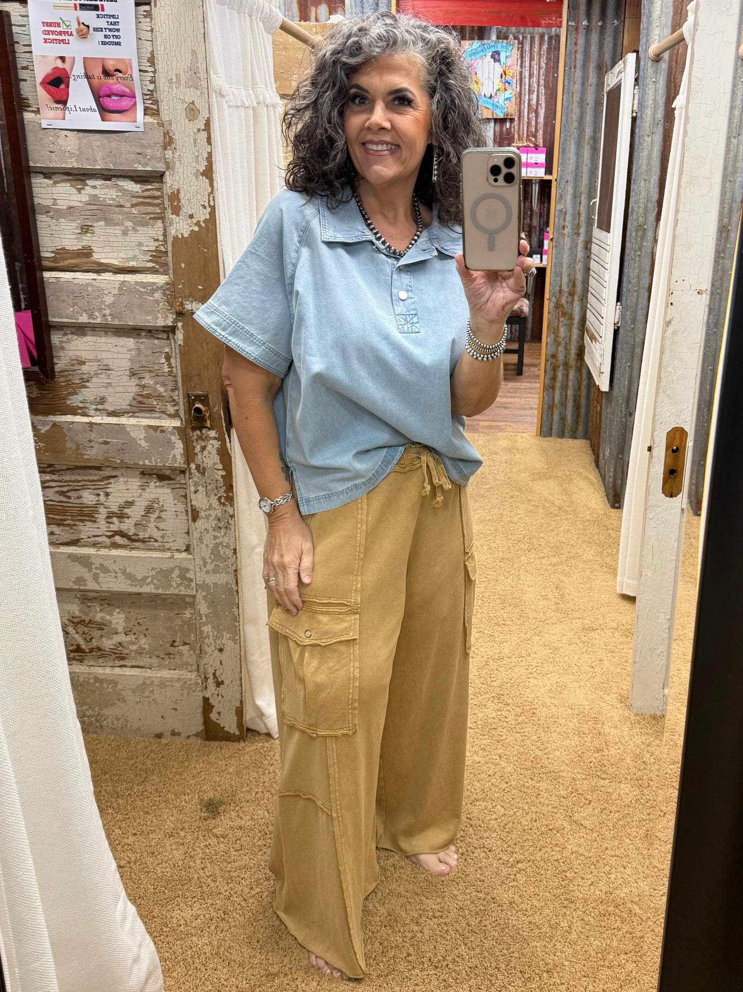 LIGHT DENIM SOFT WASHED DENIM TOP