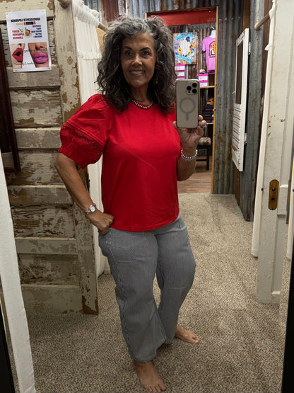 Denim Pin Stripe Barrel Pants