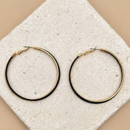 Oversized Black & Gold-Tone Hoop Earrings | 26E92616: GOLD