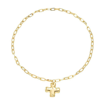 NOTABLE HAMMERED CROSS FRONT TOGGLE NECKLACE | 40NK9666: GOLD