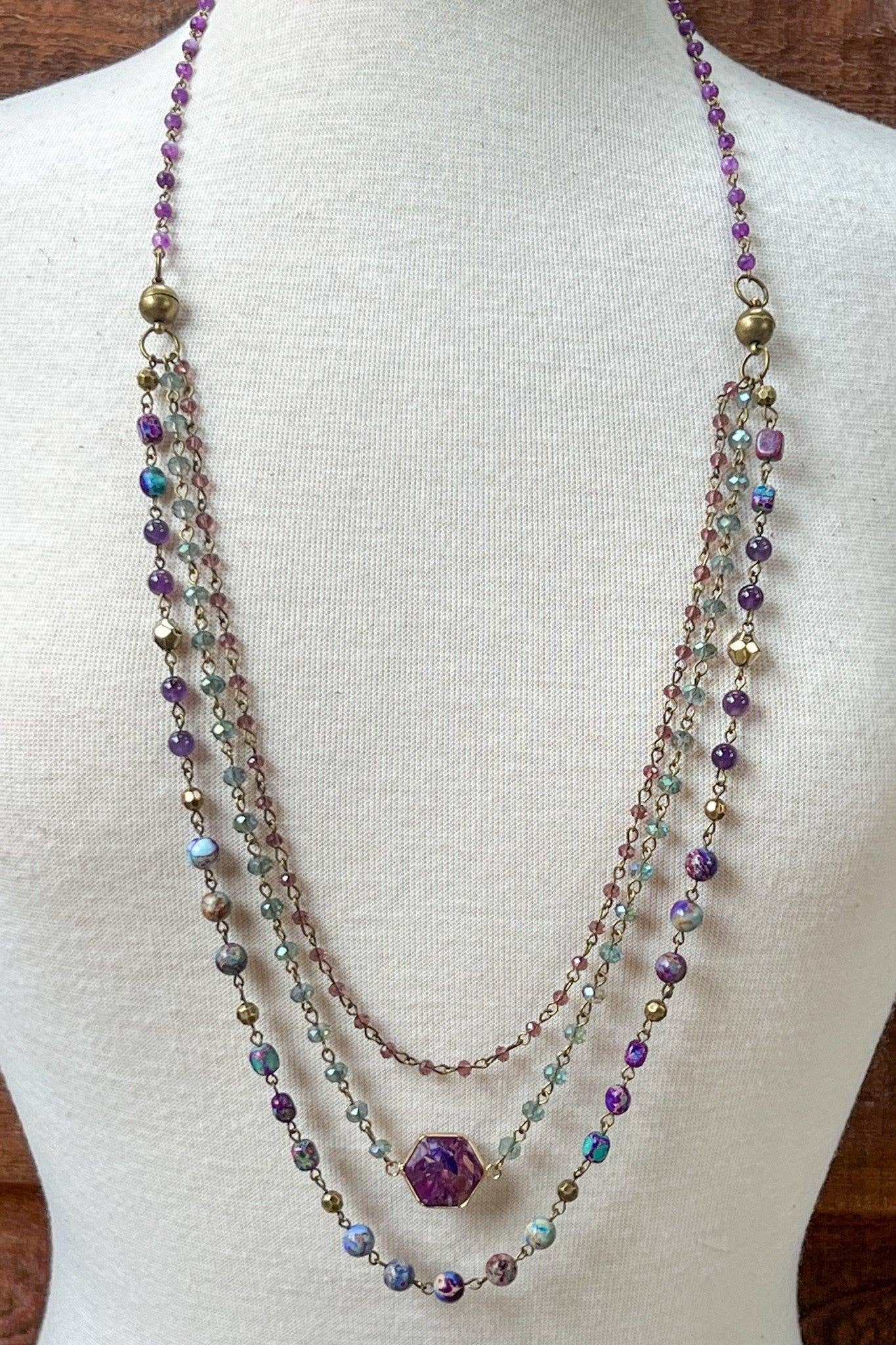Janet Purple Necklace, Earring and Bracelet Set