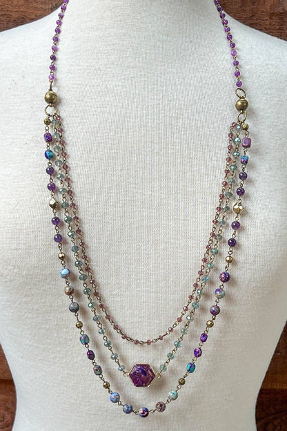 Janet Purple Necklace, Earring and Bracelet Set