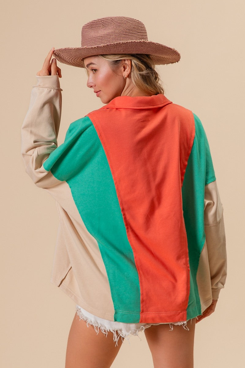 COLORBLOCK FRENCH TERRY KNIT TOP