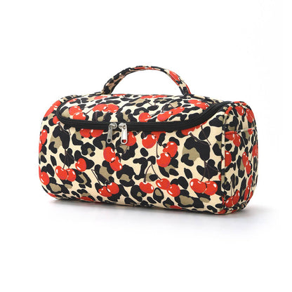 Cherry Color-block Striped Hair Tool Storage Bag Travel Carry Case