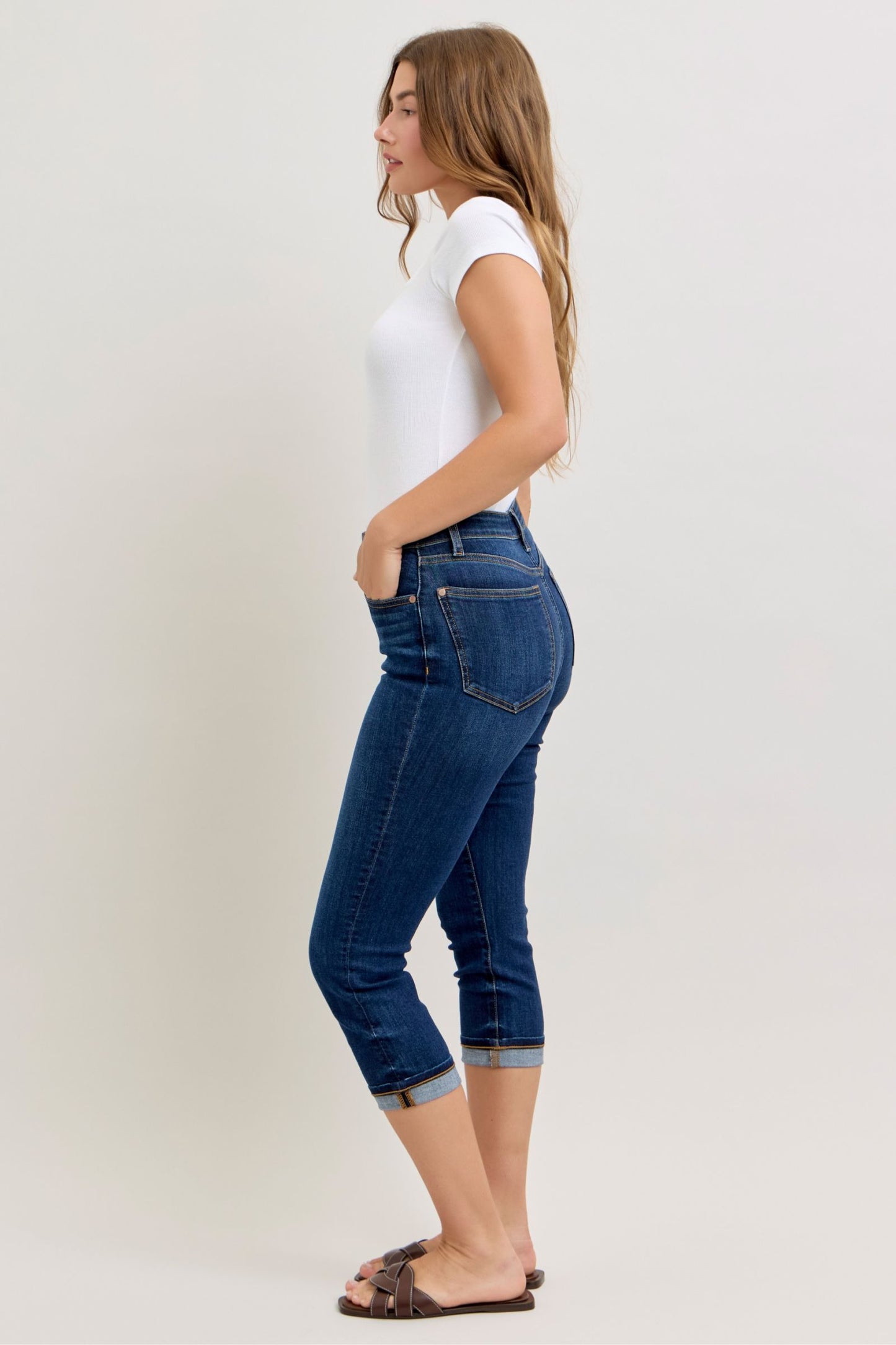 Judy Blue HW Capri w/ Single Cuff Jeans 72123