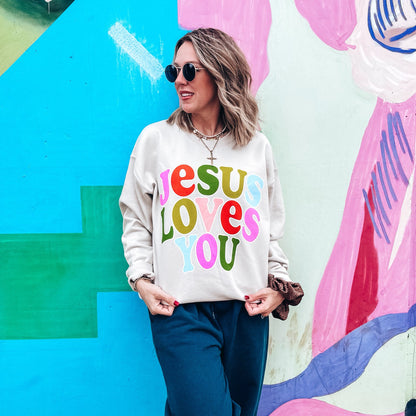 🧡🩵✝️JESUS LOVES YOU✝️💚🩷Sweatshirt