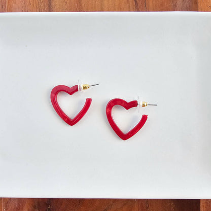 Mini Heart Hoops - Red