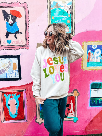 🧡🩵✝️JESUS LOVES YOU✝️💚🩷Sweatshirt