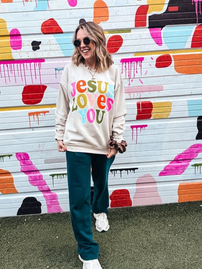 🧡🩵✝️JESUS LOVES YOU✝️💚🩷Sweatshirt