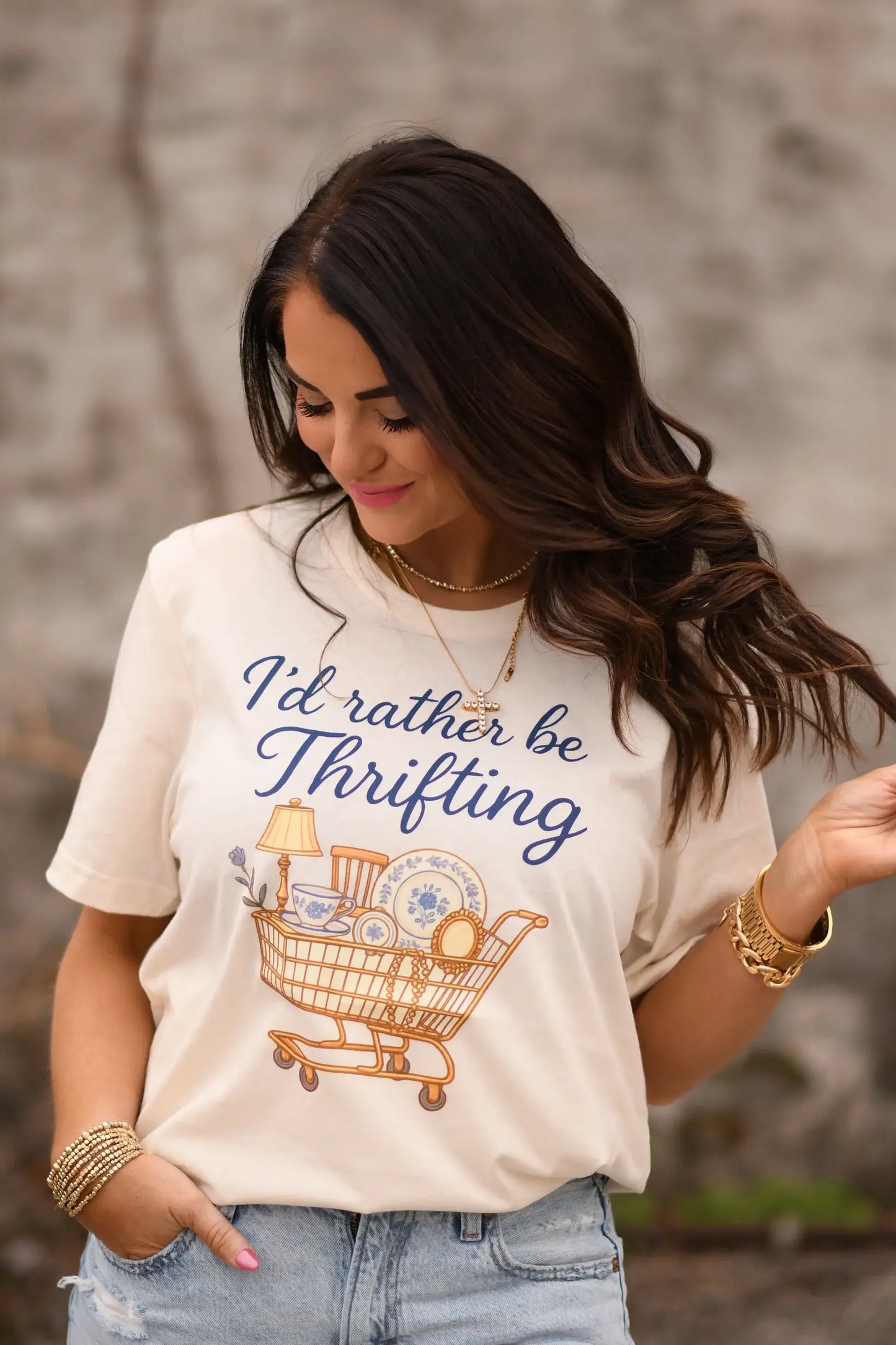 I’d Rather Be Thrifting Tee: Natural