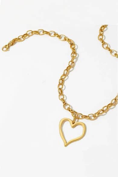 18K STAINLESS STEEL TARNISH FREE HEART NECKLACE | 40NK9564: GOLD