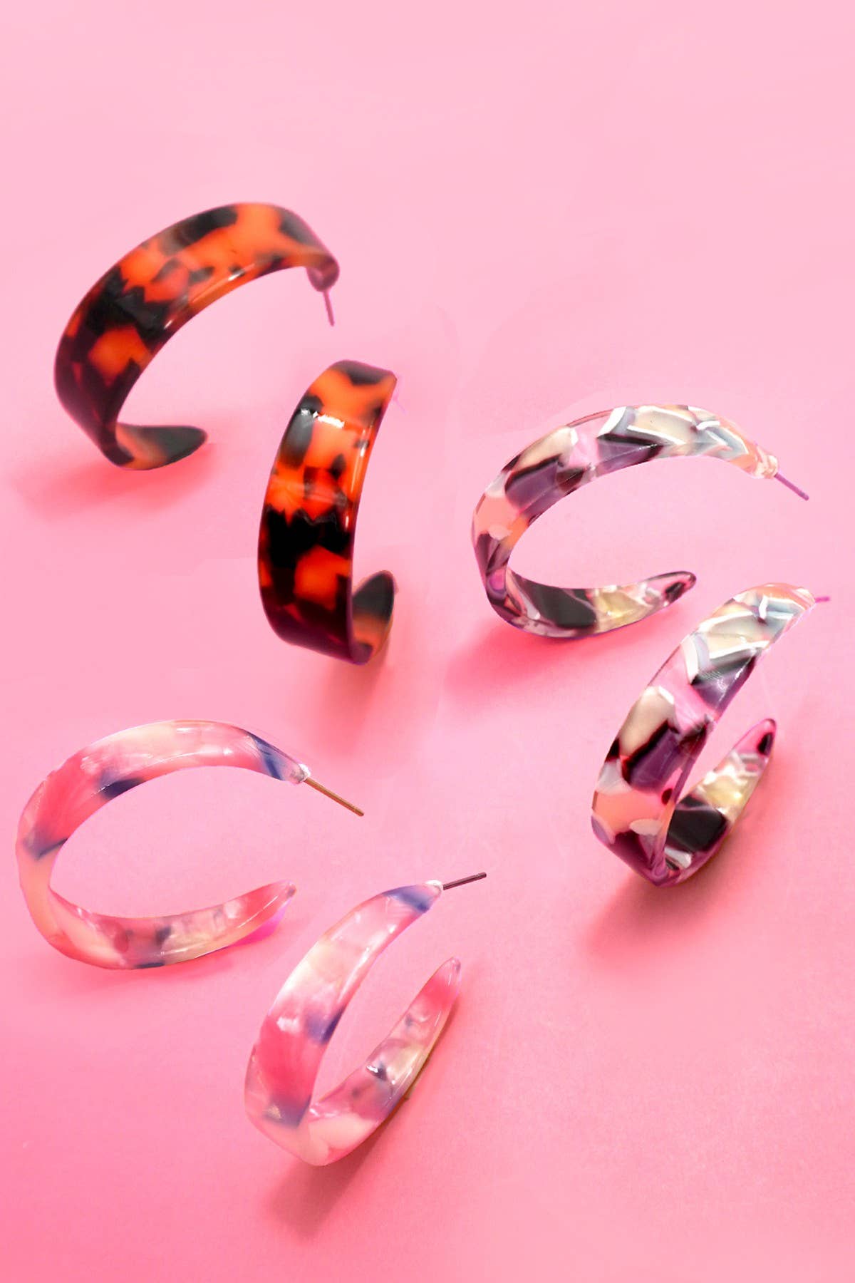 MULTI CLASSIC ACRYLIC HOOP TRIO EARRINGS | 40E457: TRIO