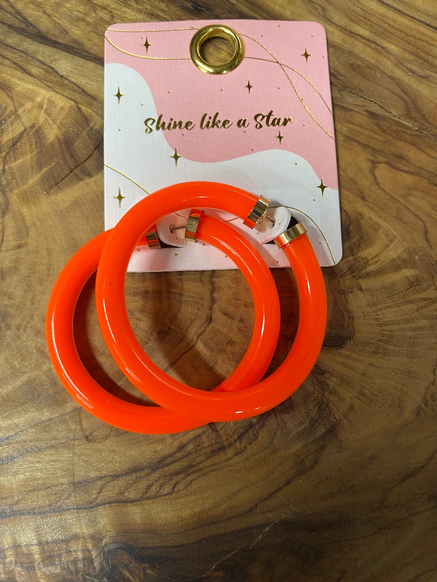 Neon Orange Hoop Earrings